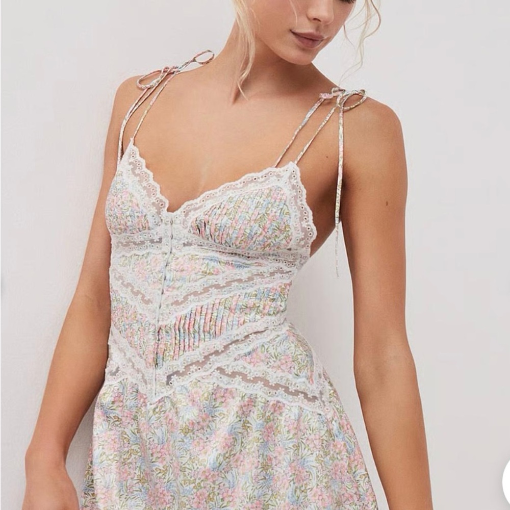 For Love And Lemons Ivory Lace Chemise Dress